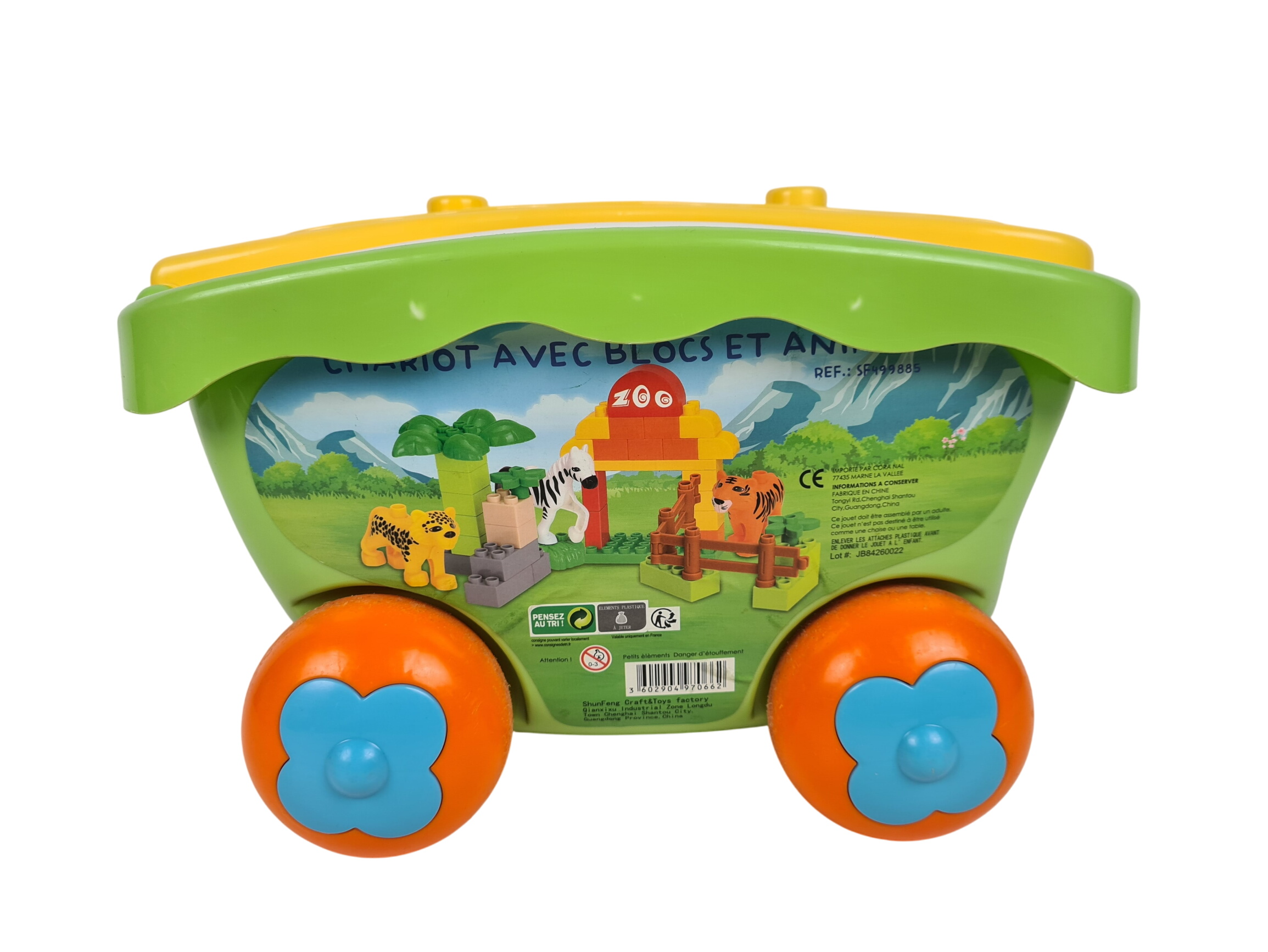Jeu de construction - Chariot avec blocs et animaux - 3 ans + Bon état -  reconditionné disponible sur Label Emmaüs